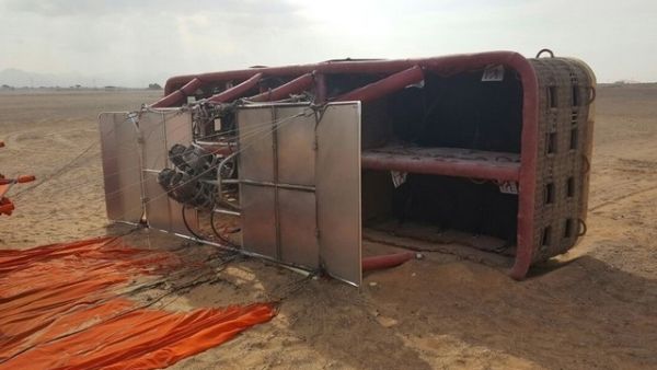 Six tourists were seriously injured after their hot air balloon crashed to the ground in Sharjah. (Courtesy of Sharjah Police)