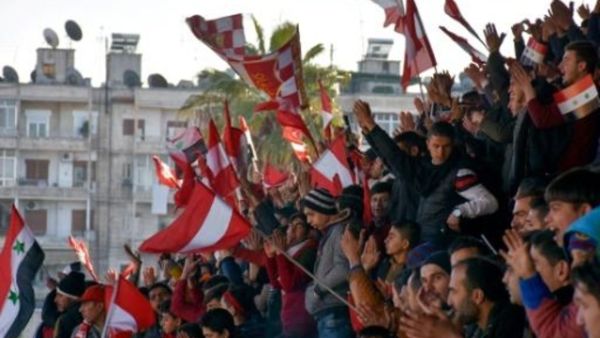 جمهور نادي الاتحاد خلال مباراة امام الحرية في حلب

