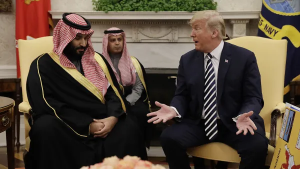 ارشيف/ الرئيس الاميركي دونالد ترامب وولي العهد السعودي الامير محمد بن سلمان