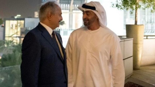 الشيخ محمد بن زايد آل نهيان ولي عهد أبوظبي نائب القائد الأعلى للقوات المسلحة يستقبل حفتر في ابوظبي
