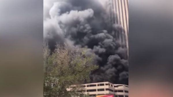 حريق هائل في بنك الكويت الوطني