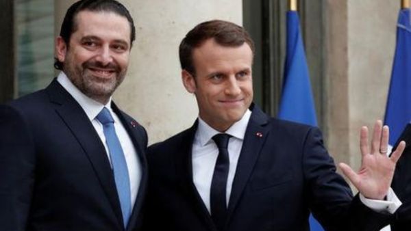  الرئيس الفرنسي إيمانويل ماكرون وسعد الحريري في الاليزيه