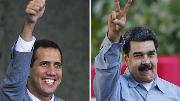 صورة مجمعة لمادورو (يمين) وغوايدو