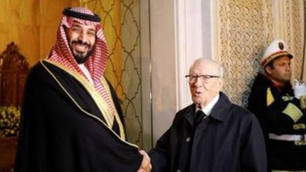 ولي العهد السعودي الأمير محمد بن سلمان والرئيس التونسي الباجي قائد السبسي في تونس 

