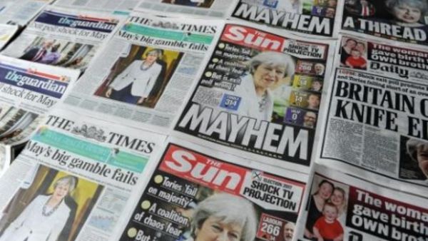 الصحافة البريطانية تحمل ماي مسؤولية "فوضى" الانتخابات
