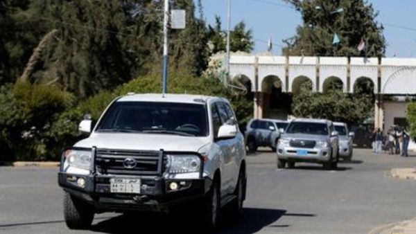 قافلة لفريق الأمم المتحدة لمراقبة الهدنة في اليمن في الحديدة يوم الاحد
