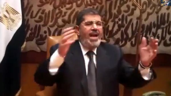 An image grab taken from a video released by the Muslim Brotherhood Office shows ousted Egyptian president Mohamed Morsi speaking on July 3 (Muslim Brotherhood Office / AFP)