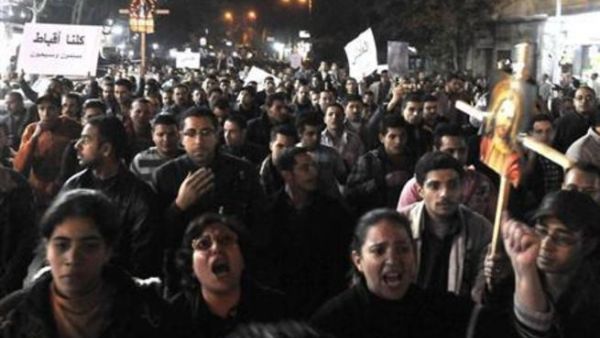 متظاهرون اقباط في القاهرة
