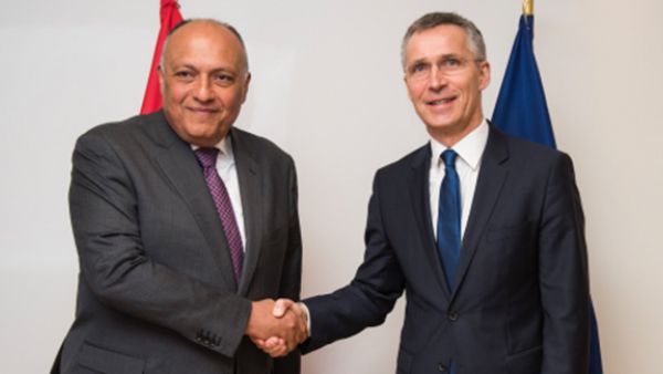 Egyptian Foreign Minister Sameh Shoukry meets with Secretary General Jens Stoltenberg, March 6, 2017. (NATO)