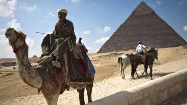  With the help of cosmic rays, scientists have identified a secret chamber inside the Great Pyramid of Giza. (AFP)