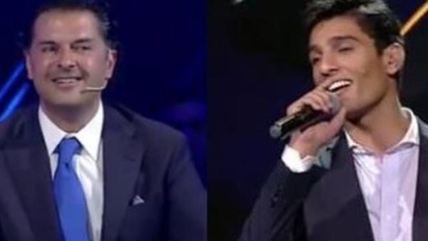 الفنان راغب علامة والمتسابق الفلسطيني محمد عساف