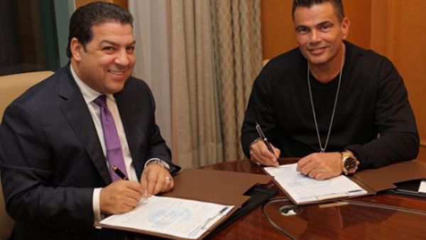 Amr Diab and Al Hayat channel owner Sherif Khaled (source: Instagram - @amrdiab) 