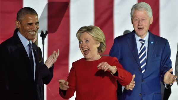 Former Presidents Bill Clinton and Barack Obama, with former Secretary of State Hillary Clinton. (Evan El-Amin / Shutterstock.com)