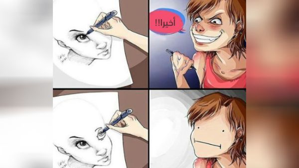 The difficulty of drawing a matching second eye. (Twitter / art_dose)