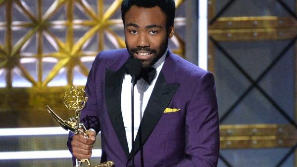Donald Glover takes the Emmy. (Jim Ruymen / UPI)