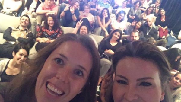 Farah Nabulsi (right) at one of her screenings. (Twitter / farah_nabulsi)