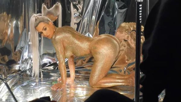 Kim has admitted she has found going blonde "very high maintenance" (Source: Twitter - @KimKanyeKimYe)