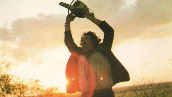 Leatherface raises his chainsaw in tribute, not blood. (Bryanston Pictures)