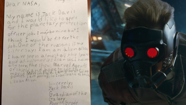 Jack's letter and Jack's dream of himself. (NASA / Marvel Cinematic Studios)