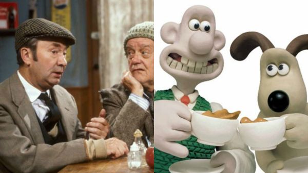 Left: Peter Sallis in "Last of the Summer Wine"; Right: "Wallace and Gromit" (Aardman Animations / BBC)