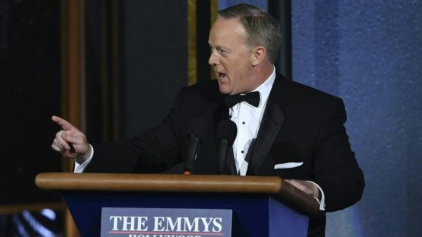 Sean Spicer last night at the Emmys. (Frederic J Brown / AFP)