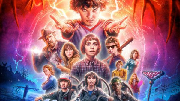 Details from the Stranger Things 2 poster, with a cameo by an 18th century Frenchman. (Netflix)