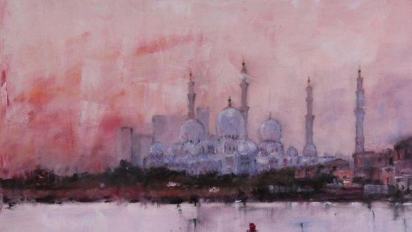 Sunset Over the Sheikh Zayed Grand Mosque, by Pippa Thew.