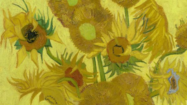 Detail from one of the sunflower paintings.