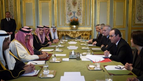 Saudi and French delegates met in Paris on March 4. (AFP/Stephane De Sakutin)