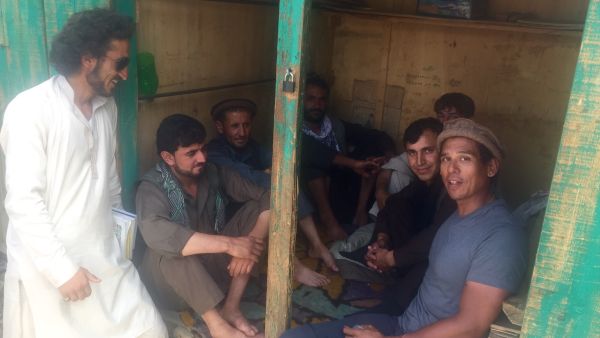 Tony Gedeon (far right) hanging out with the locals in Shignan. (photo courtesy of Tony Gedeon)