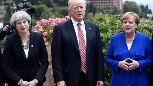 Trusted friends: UK Prime Minister Theresa May, US President Donald Trump, and German Chancellor Angela Merkel during G7 Summit. (AFP/ File Photo)