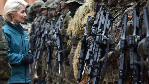 German defense minister Ursula von der Leyen inspects troops  (AFP/ File)