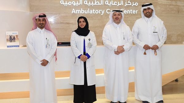 Dr. Khalid Mohammed Al Jalham, Director of the ACC; Dr. Khalid Al Rumaihi, Head of Urology; Dr. Fatima Al Mansouri, Head of Ophthalmology; and Dr. Abdul Salam Al Qahtani, Head of Ear, Nose and Throat unit.  