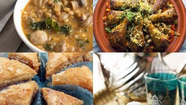 شوربة العدس مع الفطر، طاجن الدجاج والحمص والبقلاوة بالفستق