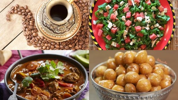 سلطة الجرجير والبطيخ، اللحم بالكاري، والعوامة (اللقيمات)