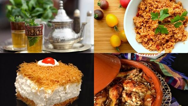 برغل بالبندورة، طاجين الكسكي والدجاج، والعثملية