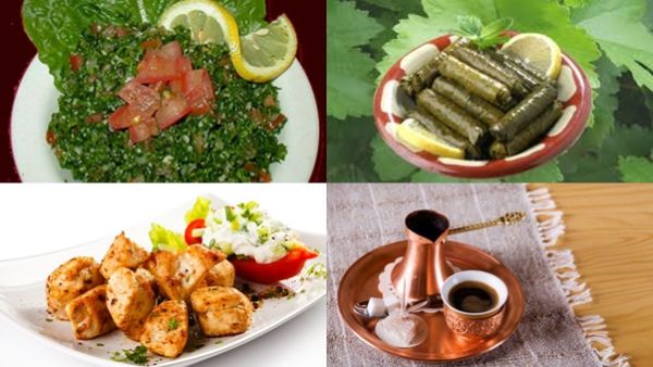 تبولة، شيش طاووق وورق عنب لبناني