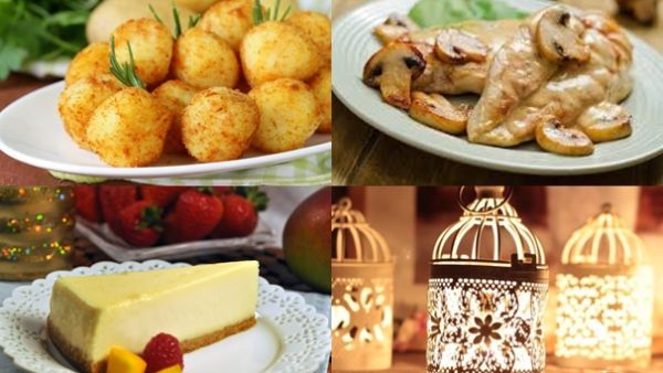 كرات البطاطس المقلية، دجاج بالفطر والكريمة وتشيزكيك الزبادي