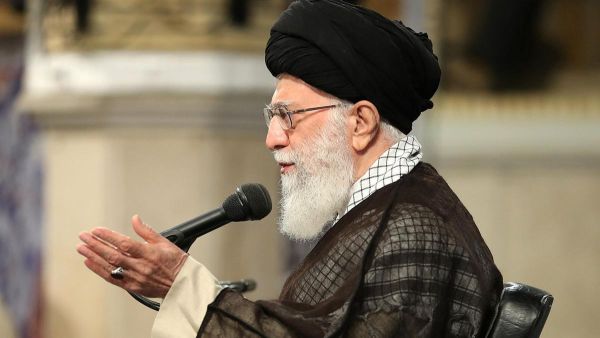 Ayatollah Ali Khamenei delivers a speech during Labor Day at the workers' meeting. (AFP/File)
