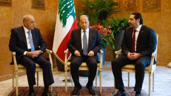  President Michel Aoun, PM Saad al-Hariri, and Parliament Speaker Nabih Berri (Twitter)