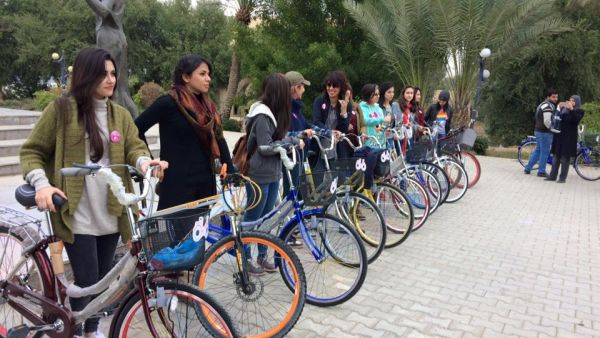 Cyclists take to the streets of Baghdad this morning (Facebook)