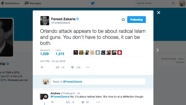 Washington Post columnist Fareed Zakaria was one of those who tried to point out the complexity of the situation. (Twitter/@FareedZakaria)