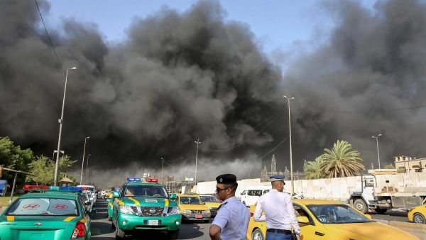 A fire spread through Iraq's biggest ballot warehouse in Baghdad, Sunday. (AFP/ File)