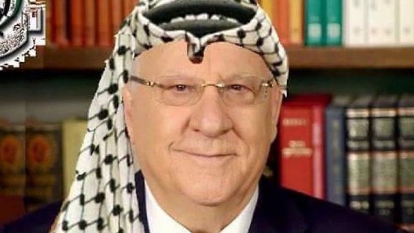 Israelis have been sharing an image of their President Reuven Rivlin wearing the Palestinian Keffiyeh, over his decision not pardon a soldier (Twitter)