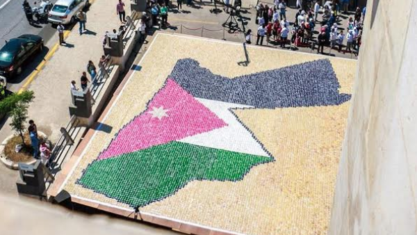 Social media users posted an overhead view of the massive cake mosaic. (Facebook)
