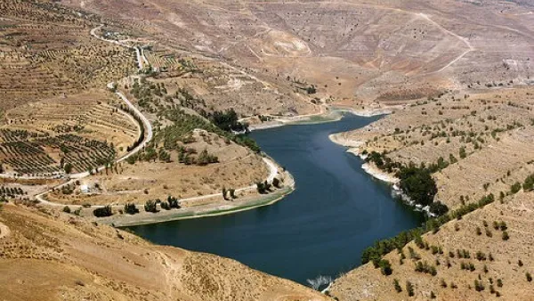 The reservoir of King Talal Dam is the largest reservoir in Jordan, storing freshwater and treated wastewater for irrigation in the Jordan Valley. (Wikipedia)