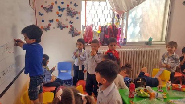 Rowaid, who lives in Zarqa, is seen in his first day at Al Rai Private School in Amman which awarded him a full scholarship. (Facebook)

