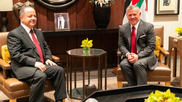 King Abdullah (R) meets Massoud Barzani (Twitter)