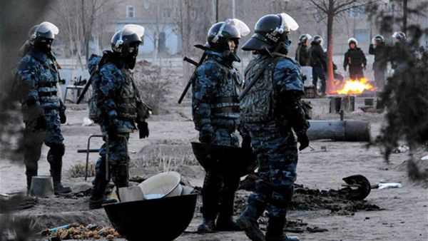 Kazakh police responding to a riot in 2011. (AFP/File)