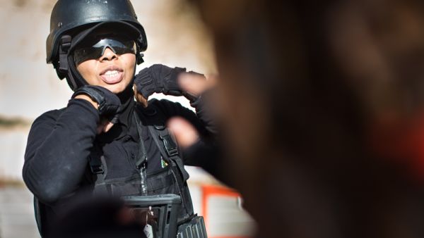 Jordan's all-women team of SWAT police participate in the Warrior Competition at the King Abdullah Special Operations Training Center on April 19, 2015. Jordan was the only country with a women's team competing. (Lindsey Leger)